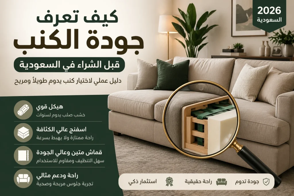 كيفية معرفة جودة الكنب من الهيكل والقماش والاسفنج في السعودية