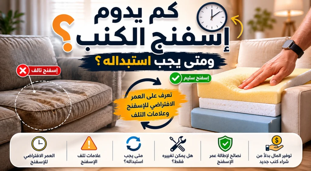 كم يدوم إسفنج الكنب ومتى يجب استبداله للحفاظ على راحة الكنبة