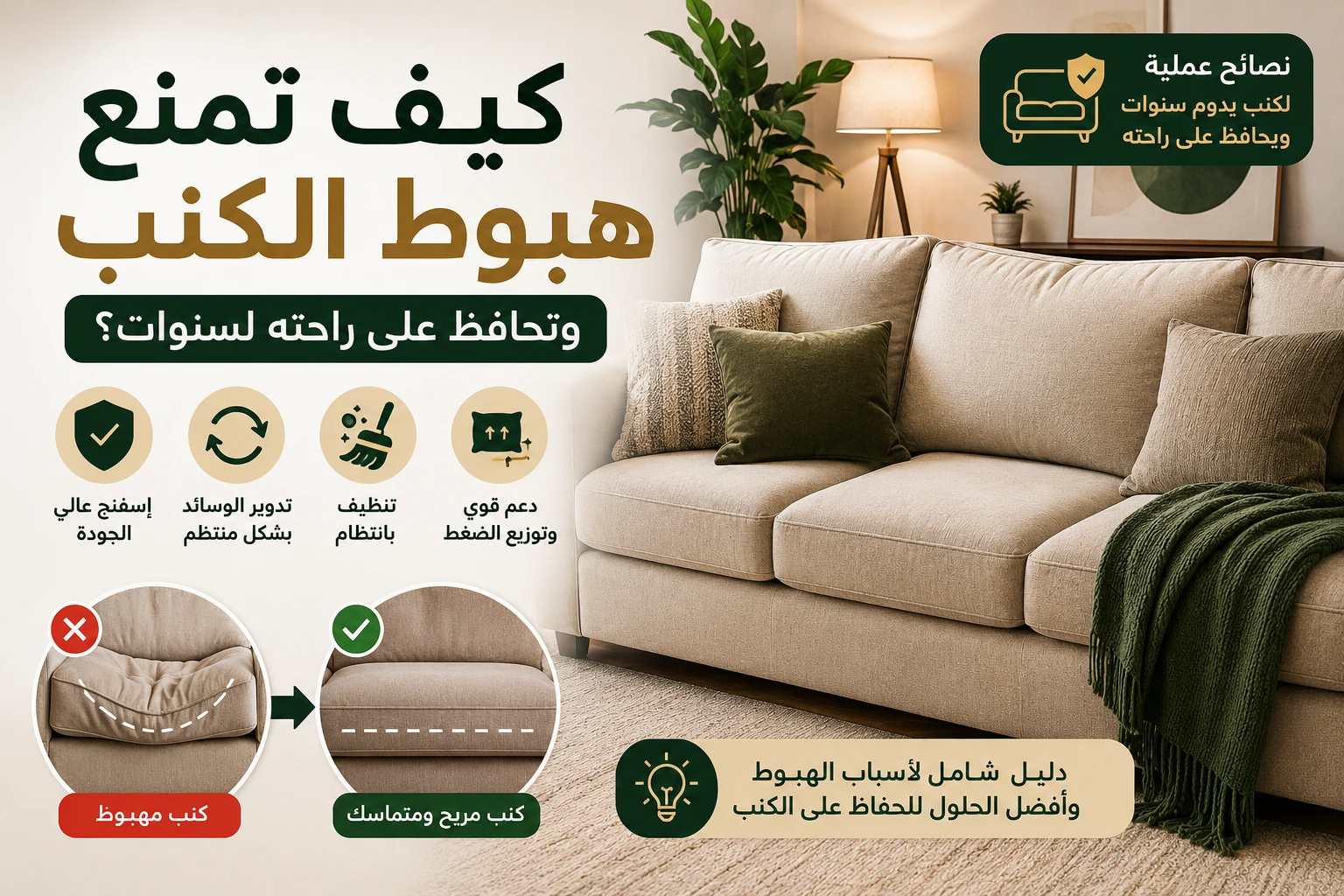 طرق منع هبوط الكنب والحفاظ على راحته لفترة طويلة