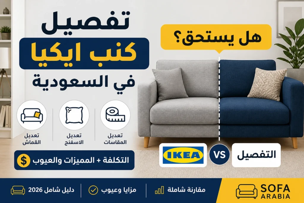 تفصيل كنب ايكيا في السعودية مقارنة بين كنب ايكيا والتفصيل مع التعديلات والتكلفة