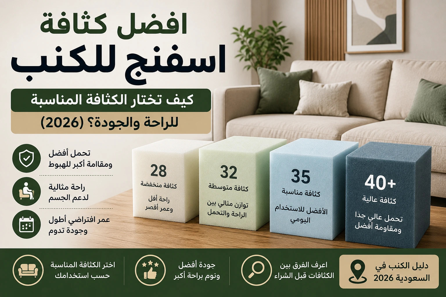 افضل كثافة اسفنج للكنب في السعودية