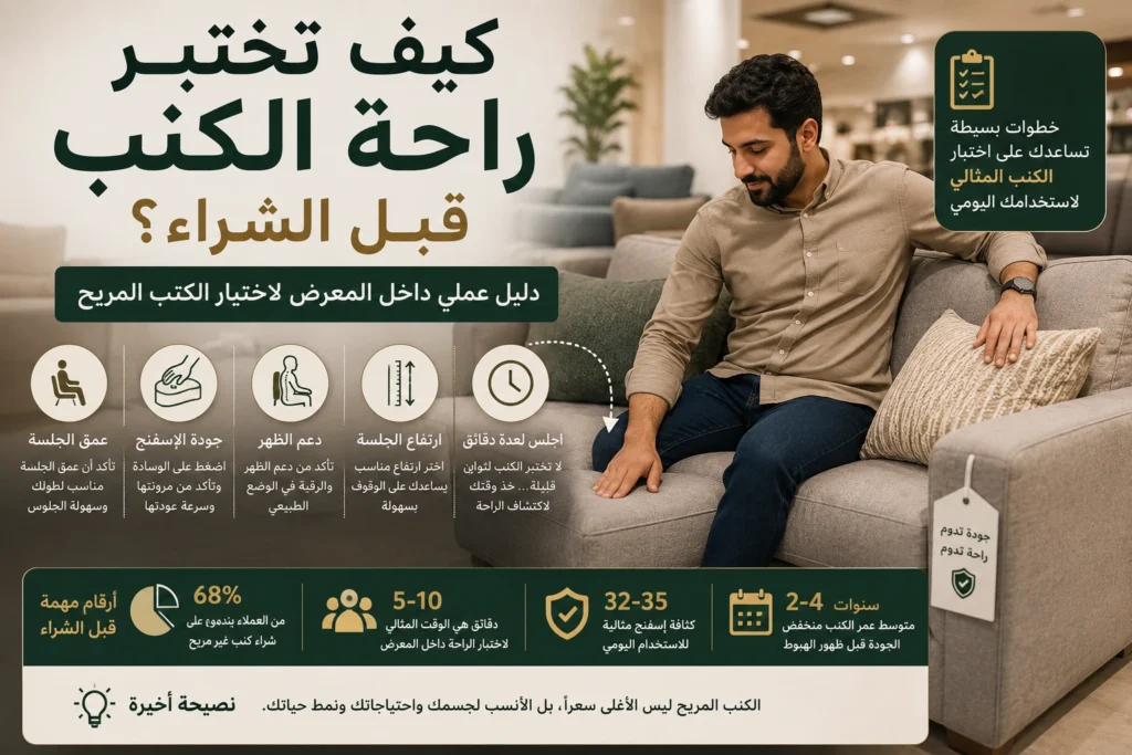 اختبار راحة الكنب قبل الشراء