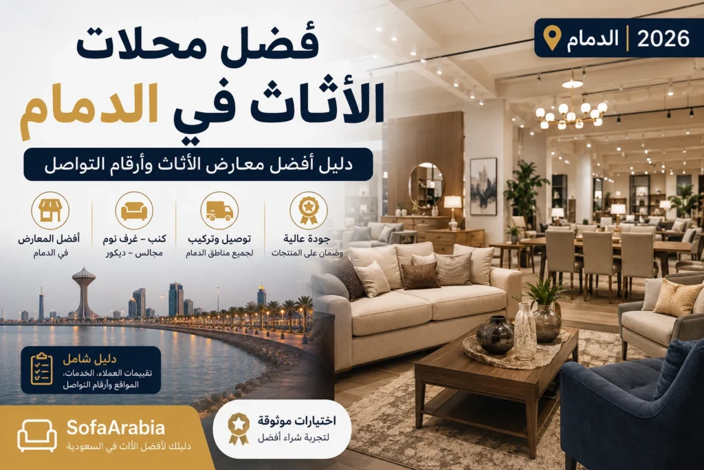 أفضل محلات الأثاث في الدمام مع أشهر معارض الأثاث والكنب وغرف النوم والديكور في المنطقة الشرقية بالمملكة العربية السعودية.