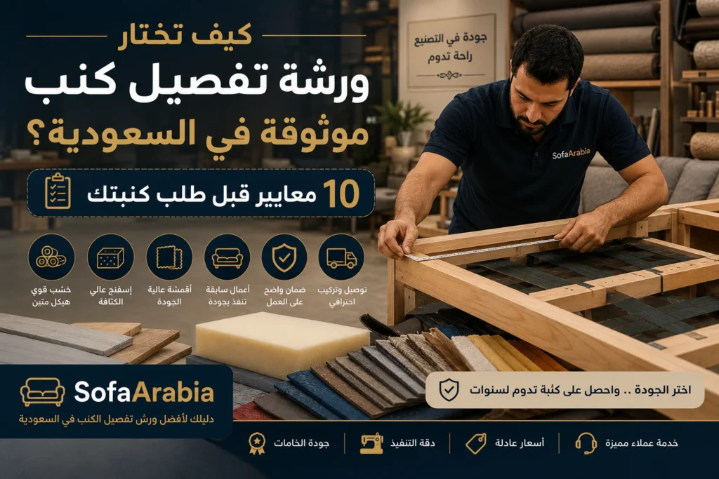 دليل يساعد على اختيار أفضل ورشة تفصيل كنب في السعودية حسب جودة الخامات والتنفيذ