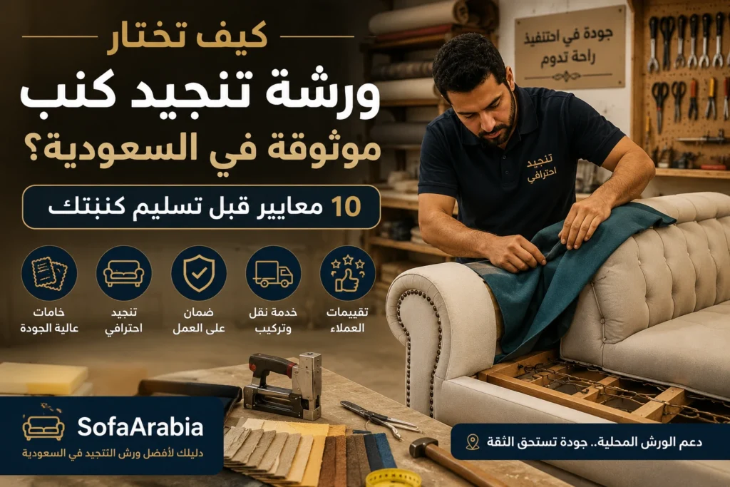 دليل يساعد على اختيار أفضل ورشة تنجيد كنب في السعودية قبل تجديد الكنبة
