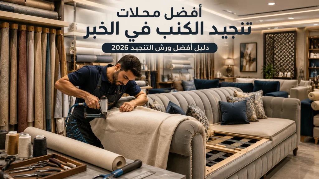 أفضل محلات تنجيد الكنب في الخبر مع خدمات تغيير القماش واستبدال الإسفنج وتجديد الكنب.