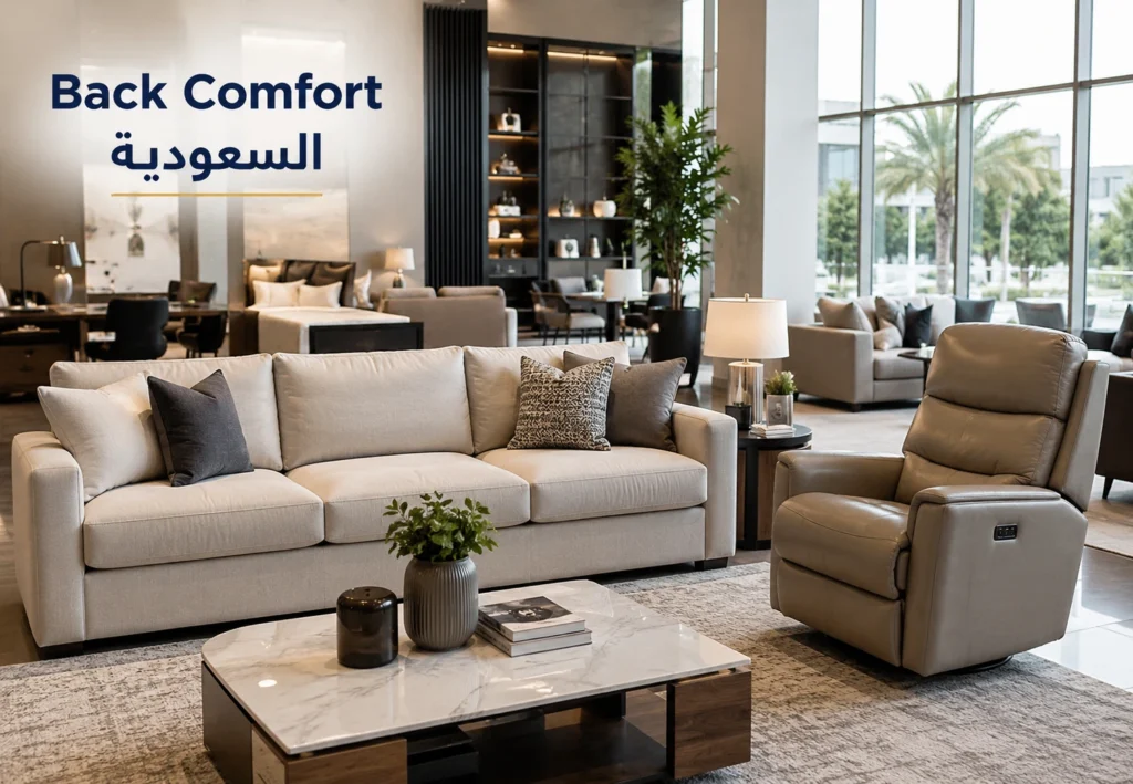 Back Comfort السعودية كنبة عصرية داخل معرض أثاث فاخر