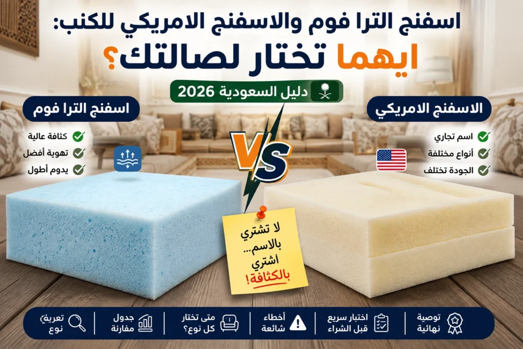 مقارنة بين اسفنج الترا فوم والاسفنج الامريكي للكنب في السعودية